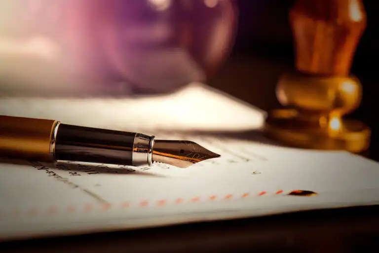 Fountain pen on document